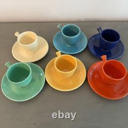 Orig. FIESTA WARE Stick Handle Demitasse Cups & Saucers 12 Pc Set Homer Laughlin
