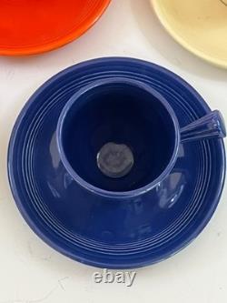 Original 6 Fiesta Colors Demi Cups & Saucers Demitasse Vintage HLC Red 1936