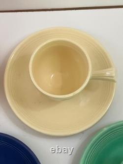 Original 6 Fiesta Colors Demi Cups & Saucers Demitasse Vintage HLC Red 1936