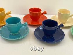 Original 6 Fiesta Colors Demi Cups & Saucers Demitasse Vintage HLC Red 1936