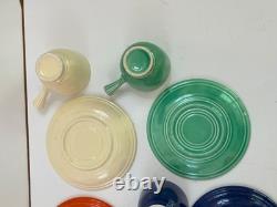 Original 6 Fiesta Colors Demi Cups & Saucers Demitasse Vintage HLC Red 1936