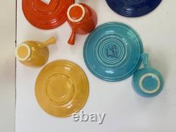 Original 6 Fiesta Colors Demi Cups & Saucers Demitasse Vintage HLC Red 1936