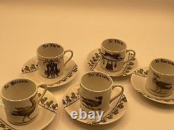 Original French Porcelain d'auteuil chambord Demitasse Cups & Saucers set of 5