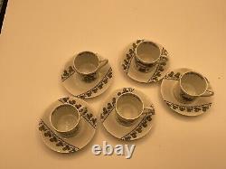 Original French Porcelain d'auteuil chambord Demitasse Cups & Saucers set of 5