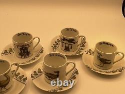 Original French Porcelain d'auteuil chambord Demitasse Cups & Saucers set of 5