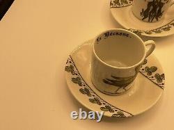 Original French Porcelain d'auteuil chambord Demitasse Cups & Saucers set of 5