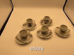 Original French Porcelain d'auteuil chambord Demitasse Cups & Saucers set of 5