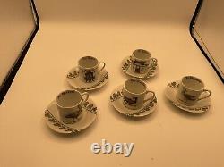 Original French Porcelain d'auteuil chambord Demitasse Cups & Saucers set of 5