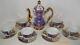 Orion Japan Lusterware Teapot & 6 Demitasse Cups & Saucers Purple Lilac/gold Vtg