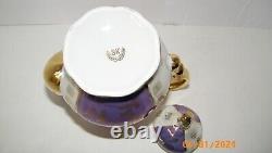 Orion Japan Lusterware Teapot & 6 Demitasse Cups & Saucers Purple Lilac/Gold VTG