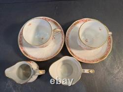 PAIR Herend Chinese Bouquet Rust Demitasse Cups & Saucers with2 Creamers Perfect