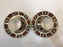 PAIR Royal Crown Derby Old Imari Demitasse Cups & Large 6 Scalloped Saucers