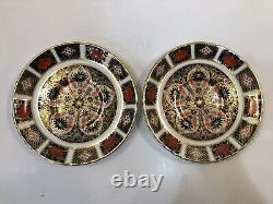 PAIR Royal Crown Derby Old Imari Demitasse Cups & Large 6 Scalloped Saucers