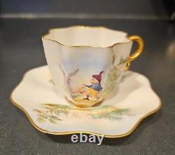 PALMER COX Brownies Antique BELLEEK DEMITASSE teacup with saucer Sprite CAC mark