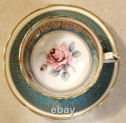 PARAGON Antique Teacup & Saucer RARE! Demitasse with CABBAGE ROSE Double Warrant