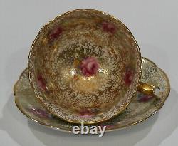 PARAGON PINK ROSE Demi-Tasse CUP & SAUCER Gold Gilt Netted Background c1938-52