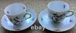 Pair (2) Beautiful Herend Rothschild Birds Demitasse Cups Saucers #1707