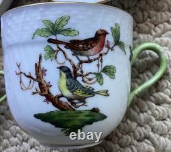Pair (2) Beautiful Herend Rothschild Birds Demitasse Cups Saucers #1707