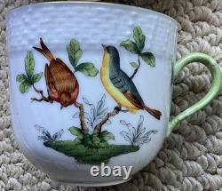 Pair (2) Beautiful Herend Rothschild Birds Demitasse Cups Saucers #1707