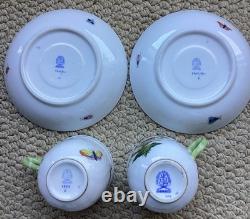 Pair (2) Beautiful Herend Rothschild Birds Demitasse Cups Saucers #1707