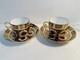 Pair Antique Royal Crown Derby Old Imari Demitasse Cups & Saucers 4 Pieces