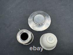 Pair Lenox Demitasse Porcelain Cups with Watson Sterling Silver Holders Saucers