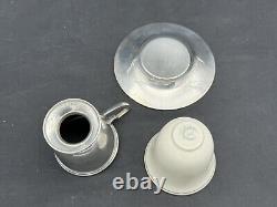 Pair Lenox Demitasse Porcelain Cups with Watson Sterling Silver Holders Saucers