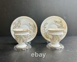 Pair T & V Limoges New Classic Porcelain Demitasse Cup & Saucer Sets