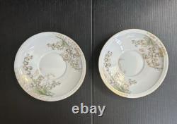 Pair T & V Limoges New Classic Porcelain Demitasse Cup & Saucer Sets