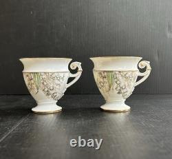 Pair T & V Limoges New Classic Porcelain Demitasse Cup & Saucer Sets