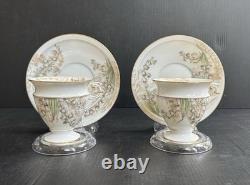 Pair T & V Limoges New Classic Porcelain Demitasse Cup & Saucer Sets