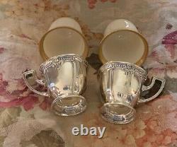 Pair Trianon Heavy sterling demitasse cup & Lenox insert by International RARE