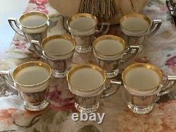 Pair Trianon Heavy sterling demitasse cup & Lenox insert by International RARE