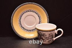 Pair Villeroy & Boch Audun Ferme Flat Demitasse Cup & Saucer Set Espresso