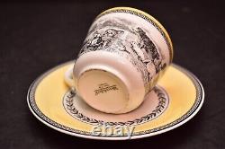 Pair Villeroy & Boch Audun Ferme Flat Demitasse Cup & Saucer Set Espresso