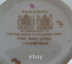 Paragon Bone China Cabbage Rose Pale Green Filigree Demitasse Cup & SaucerRARE