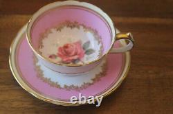 Paragon Demitasse Miniature Large Cabbage Rose Gold Teacup Tea cup Saucer Pink