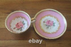 Paragon Demitasse Miniature Large Cabbage Rose Gold Teacup Tea cup Saucer Pink