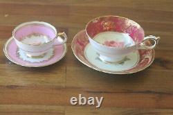 Paragon Demitasse Miniature Large Cabbage Rose Gold Teacup Tea cup Saucer Pink