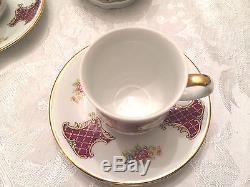 Peint A La Main T. Limoges Demitasse Cups/Saucers Tray & Sugar Bowl