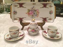 Peint A La Main T. Limoges Demitasse Cups/Saucers Tray & Sugar Bowl