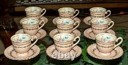 Pink Monticello by Steubenville Set of 9 demitasse cups & saucers Rare VGC 1950s