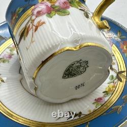Pirkenhammer Czech Porcelain Demitasse Cup & Saucer Hand Painted Gold Encrusted