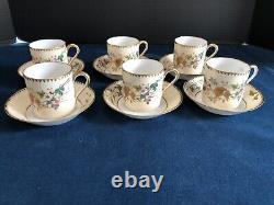 Porcelain Demitasse Cups and Saucers circa 1940s European Fine China Flora Fauna