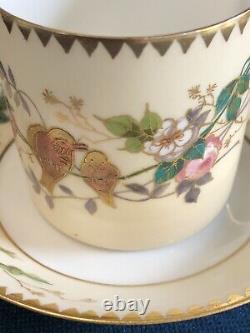 Porcelain Demitasse Cups and Saucers circa 1940s European Fine China Flora Fauna