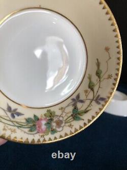 Porcelain Demitasse Cups and Saucers circa 1940s European Fine China Flora Fauna