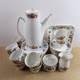 Porsgrund Norway Farmer's Rose Demitasse Coffee Set Cups Saucers Pot Plates Vgc