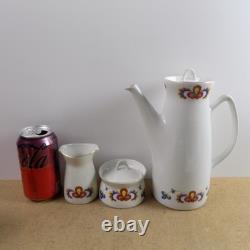 Porsgrund Norway Farmer's Rose Demitasse Coffee Set Cups Saucers Pot Plates VGC