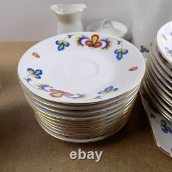 Porsgrund Norway Farmer's Rose Demitasse Coffee Set Cups Saucers Pot Plates VGC