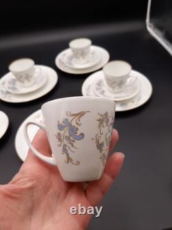 Porsgrund Norway Seljord Demitasse Cups Saucers Dessert Plates Rare 12pieces